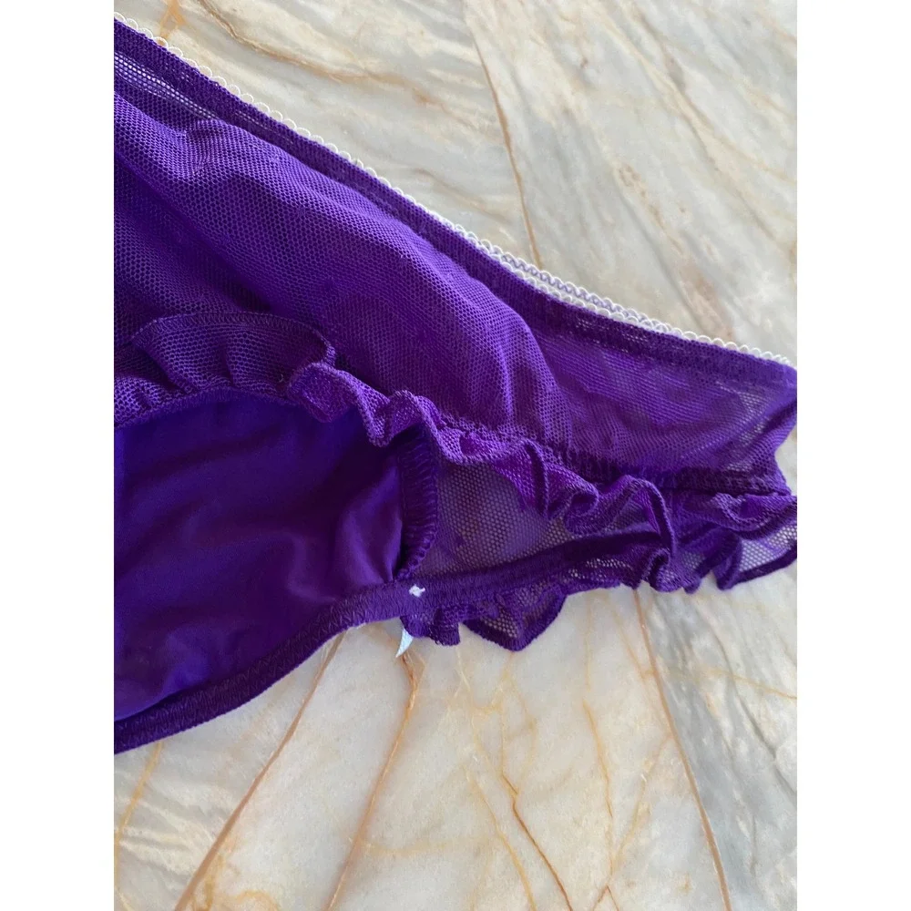 Victorias Secret Purple Shine Like A Star Rhinestone Ruffle Cheekini Panty 2011